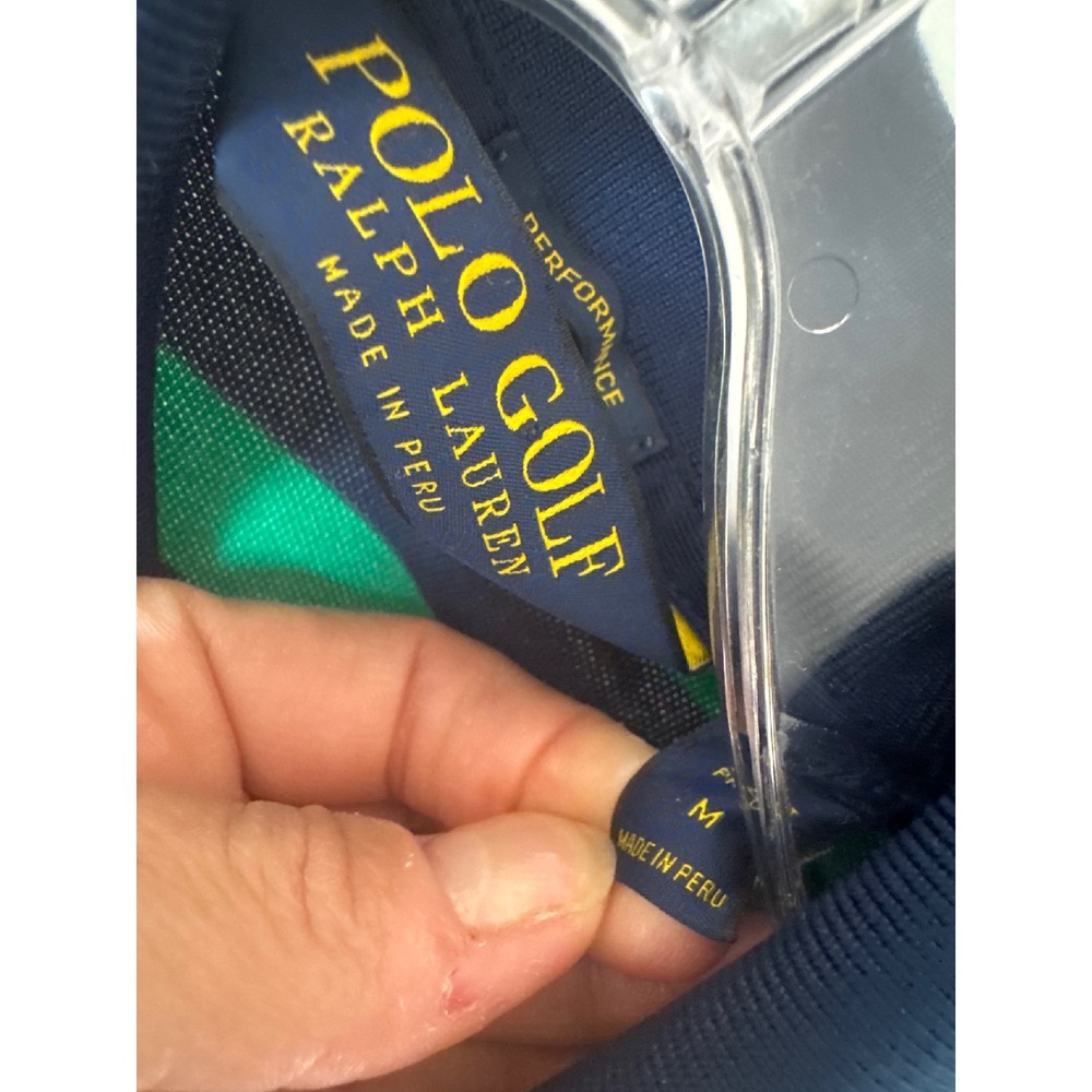 Polo Golf Ralph Lauren Men Performance Polo Blue Green‎ Striped Mesh M Pink Pony - Picture 2 of 8